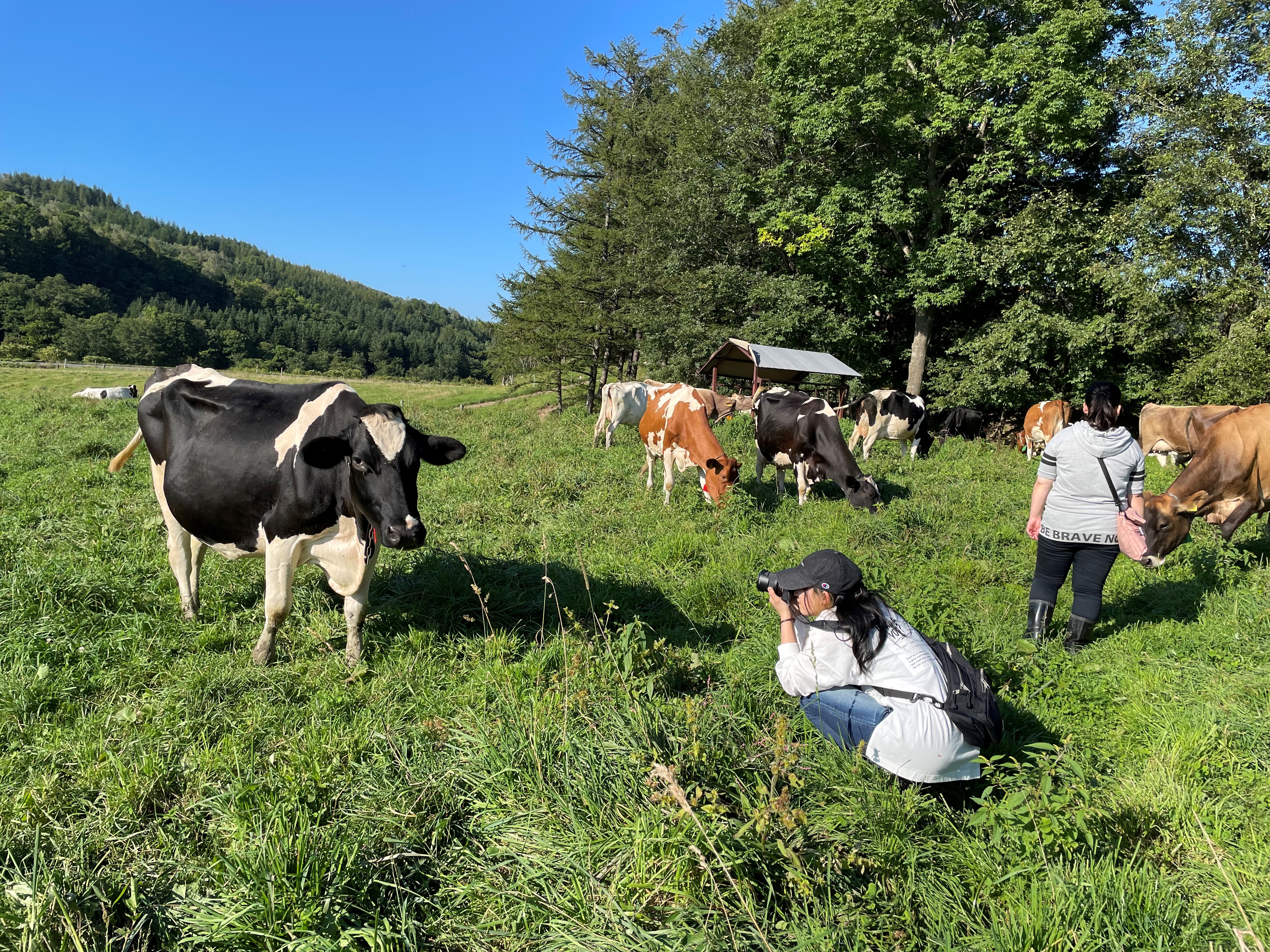 学生たちと一緒に人気のソフトクリームの生産者である萩原牧場まで旅行にも行きます